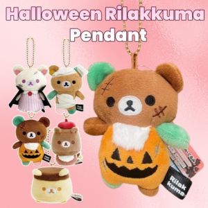 LONE TIMES Desk Lamp Halloween Rilakkuma Keychain Plush Pudding Pumpkin Bear Pendant Animal Cartoon Mummy Relax Bear Keyring Backpack Decor