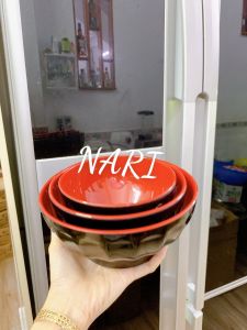 Tô nhựa xoắn melamine 2 lớp đỏ đen cao cấp đủ size