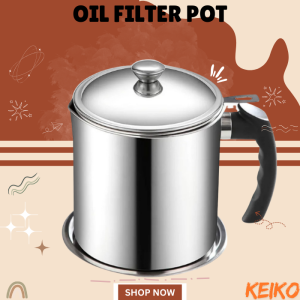 1.2L Stainless Steel Oil Filter Pot with Fine Mesh Strainer & Anti-Scald Handle