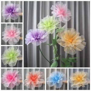 BESTOUR Giant Gauze Artificial Rose Blossoms Large Flower Head 40/50/60cm Simulated Rose Fluffy Petals Yarn Flower Home Garden Decor