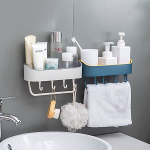 High quality Bathroom Shelf Organizer with Towel Rack Shower Kitchen Rack Storage Wall Mounted with Hook