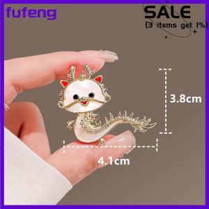 fufeng Phim Hoạt Hình Giả Vỏ Rồng Trâm Cho Phụ Nữ Trung Quốc Hoàng Đạo Rồng Men Pins Dễ Thương Động Vật Huy Hiệu Sinh Nhật Đồ Trang Sức Quà Tặng