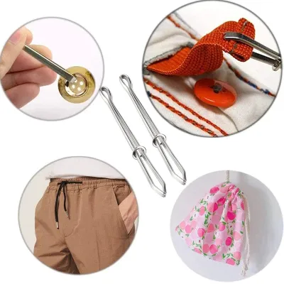 Elastic Metal Drawstring Rope Threaders Elastic Cord Rope Threader Clip Self-Locking Tweezer Used Sewing Accessories DIY Tool