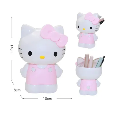 CANAMEK กล่องปากกา Hello Kitty ลายการ์ตูนน่ารัก1ชิ้นเครื่องเขียนนักเรียนแฟชั่นน่ารักกล่องเก็บปากกาตั้งโต๊ะเมโลดี้ของขวัญเครื่องประดับสำหรับเด็กผู้หญิง