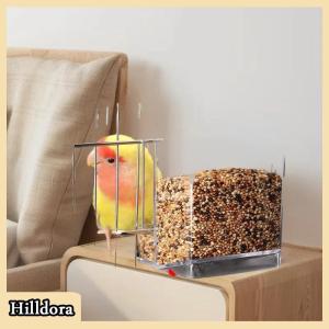 [Hilldora] Large Capacity Bird Feeder Box Anti-Splash Bird Food Dispenser Durable Parrot Feeding Box For Small Medium Birds