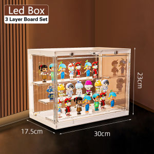 Toy Doll Display BoxStorage Box Sound controlled LED Box light box  Acrylic Storage Box Transparent Dust-proof Doll Display Stand