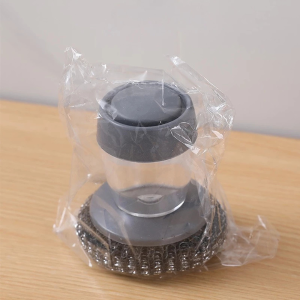 ฝอยขัดหม้อมีที่กดน้ำยา แปรงขัดหม้อ/กะทะ แปรงขัดอเนกประสงค์ พร้อมส่ง