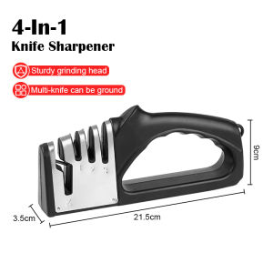 4 In 1 Knife Sharpener 4-Stage Scissors Knife Sharpening Wheel Whetstone Alat Pengasah Pisau Dapur Diamond Tungsten Ceramic Knife Sharpening Tool 磨刀器