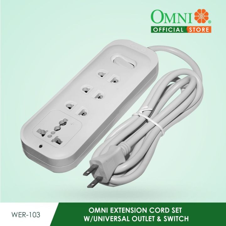 OMNI Extension Cord Set With Universal Outlet And Switch WER103PK Lazada PH