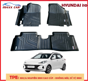 i10 - Thảm lót sàn Hyundai Grand i10 (2021+ hiện tại) nhựa TPE đúc 5D tràn viền chính hãng MAXXCAR cao cấp.