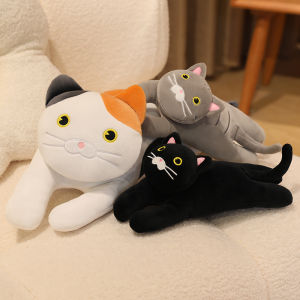 30/50/70cm Lying Posture Cat Plush Throw Pillow Cute Black CatGrey Cat Pillow Sofa Cushion Leg Pillow Sleep Companion Kid Gift2026