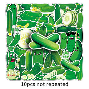 50pcs Cartoon Food Cucumber Sticker Waterproof Decorative Cell Phone Water Cup Car Photo Album Vegetable and Fruit Sticker