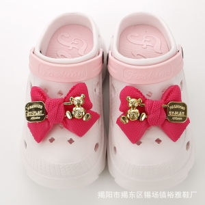 2Pcs Crocs Jibbitz Charms 3D Teddy Bear Bow Shoe Flower Shoe Buckle Decoration for Crocs