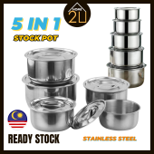 Home2U 5 In 1 Stainless Steel Conditioning Food Stock Pot With Lid Periuk Masak Food Storage Indian Pot