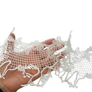 FEELINGS Hollow Grid Design Venise Lace Trim 1 Yard Length Irregular Edge Hollow Grid Lace Irregular Sew on Type Vintage Lace Trim For Wedding Dress