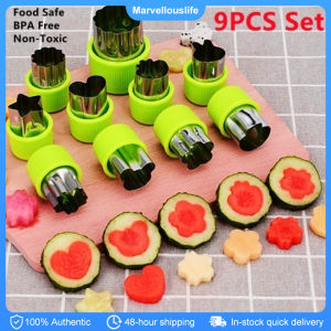 9pcs Stainless Steel Vegetable Fruit Cutter Mold Cartoon Shape Cutting Mold Kids Food Baking Styling Tools