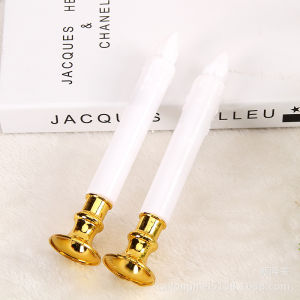 1 Pasang(2pcs+2base)LED Lilin Dekorasi/Lilin Led elektrik Panjang Dengan Tatakan/Natal Hias Lilin