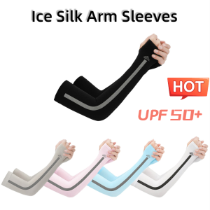 1pair Cool Ice Silk Arm Sleeves Cycling Arm Cover Sunscreen UV-protection Dryfit Cycling Arm Sleeves