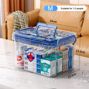 HETEEMALL Transparent First Aid Kit Box with Handle Large Portable Medicine Storage for Home Travel & Car Emergency Multi-Functional Organizer