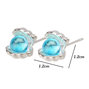 Vỏ Giấc Mơ khuyên nụ ngọc trai Xanh vỏ sò bông tai cho nữ ngọt ngào cô gái trang sức thời trang quà tặng cho tiệc