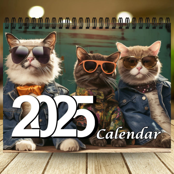 feline 12 month 2025 monthly weekly planner calendar