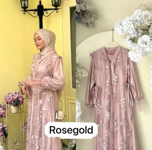 COD NATASHA DRESS SATIN ARMANNY SILK MIX TILLE GAUN PESTA KONDANGAN WISUDA