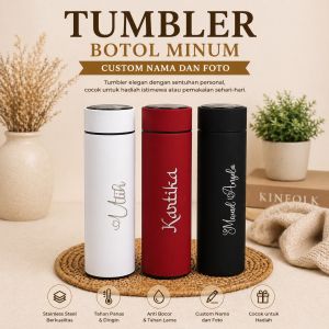 Tumbler Botol Minum Stainless Steel Costum Nama & Gambar
