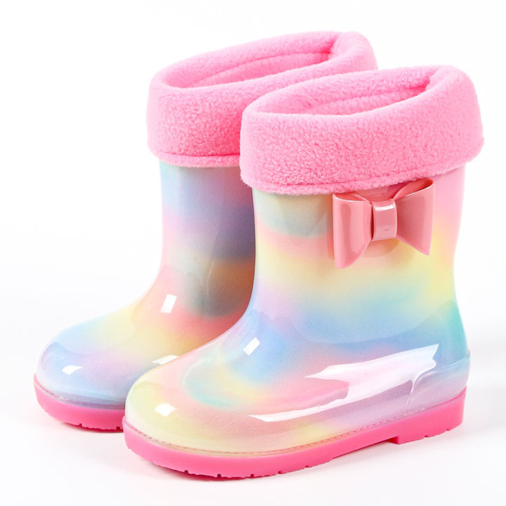 Kasut hujan kanak-kanak Overshoes Rainbow Bow getah hujan Boots untuk ...