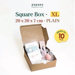 (isi 10pcs) Dus Dos Box Kotak Roti Kue 20x20x7cm Kraft Full Laminating 1 Sisi SB-XL-PLAIN
