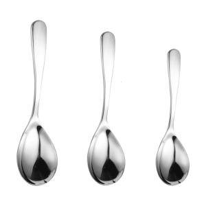4Pcs Round Soup Spoon Stainsless Steels Serving Spoons Thick Short Handle Dinner Spoons Kitchen Utensils Enduring