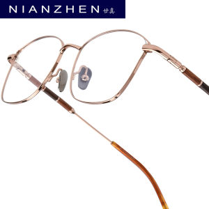 NIANZHEN Titanium Eyeglasses Frame Sandalwood Leg Men 2025 New Square Brand Design Glasses Women Retro Eyewear Spectacles 625