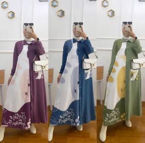 GAMIS MALIKA | GAMIS KRINKLE FULL SUBLIM | GAMIS KEKINIAN VIRAL | REKOMENDASI FASHION MUSLIM