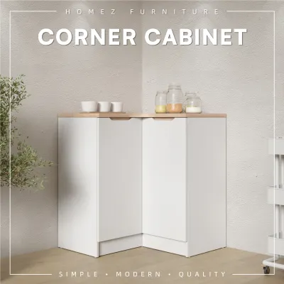 (FREE Shipping) KitchenZ Sinowa Pro Series Base Kitchen Corner Cabinet Full Melamine Soft Close Door - KBC-M9219-LH+WT