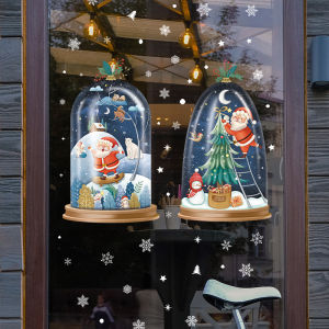 DECAL NOEL – HÍT TĨNH ĐIỆN Dán kính Quả Cầu Tuyết Noel 2 Tấm In Sắc Nét-SDJ2312(30*45CM )