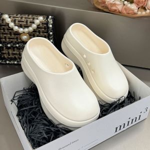 [Free Shipping] 6Cm Height-Increasing Clogs For Women Casual Slip-On Shoes Non-Slip Closed-Toe Fashionable Summer Thick-Soled Chef Shoes