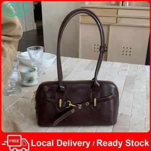 [Local Delivery] Women PU Leather Shoulder Bag Trendy Underarm Bag for Work Shopping Travel Daily