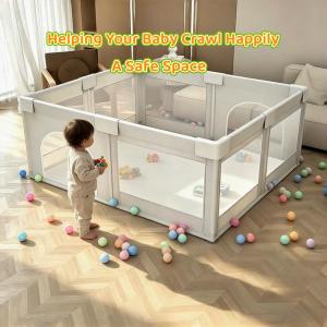 Oxford fabric baby playpen indoor child safety playpen with a zippered door fall-proof crawling playpen for toddlers suitable for all floor types ideal for children ages 0–6