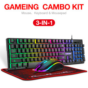 3 In 1 SET 104 Keys Keyboard Mouse Kit Backlit USB Wired Computer Gaming Keyboard And Mouse Set With Mouse Pad