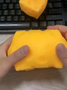 Square Cheese Squishy Toy | Cheese Squeeze Toy | Stress Relief Sensory Fidget Toy for Anxiety Relief