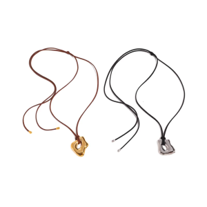 Stainless Steel Irregular Geometric Pendant Choker Waterproof Wax Rope Necklace Gold Silver Color Fashion Accessory