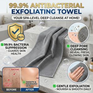 Inhibits 99.9% of bacteria Exfoliating Antibacterial Bath Towel