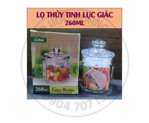 Lọ Thủy Tinh lục giác nắp có giăng - Đủ size 260ml - 380ml - 550ml - 900ML -1500ML- 2000ml - 3200ML