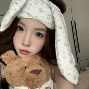 CNAIFE2 การ์ตูน ที่คาดผมหูกระต่าย ยืดหยุ่น นุ่มนวล ที่บังตาลายแมว KT แฟชั่น หวาน กระต่ายปิดตา ของตกแต่งทรงผม