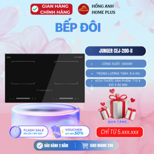 Bếp từ đôi Junger CEJ-200-II công suất 4000W ứng dụng công nghệ inverter tiết kiệm thiết kế lắp âm