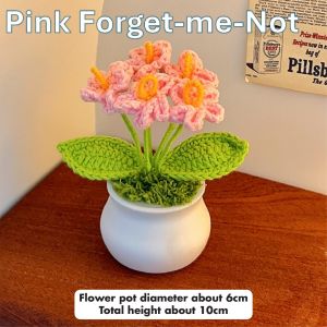 Handwoven Crochet Flowers in Mini Pots Handmade Desktop Decor Cute & Creative Gift for Home & Office