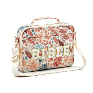 【Comes with Highlighter Pen】Highcolor Portable Storage Bag Book Storage Shoulder Bag Embroidery Letters Large Capacity Handbag/Large Capacity Portable Handheld Storage Bag Large-Capacity Bible Storage Bag大容量圣经收纳包