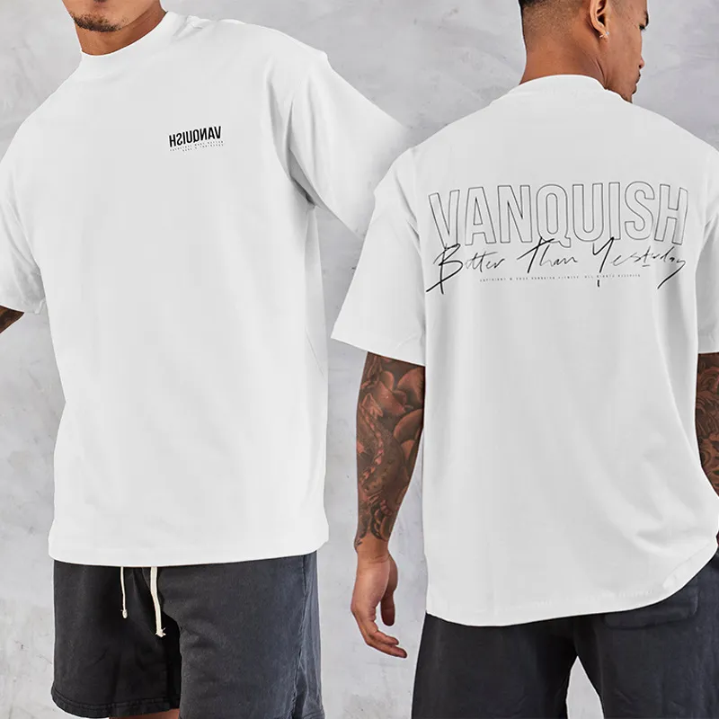 VANQUISH Men's T-shirts Cotton Round Neck Oversized T-Shirt Summer