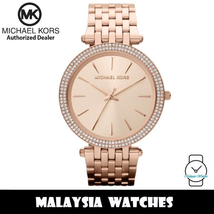 100 Original MICHAEL KORS Ladies MK3192 Darci Rose Gold Dial Pave Bezel Rose Gold Tone Stainless Steel Watch Lazada