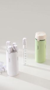 4-in-1 Travel Bottles for Toiletries Portable Leakproof Pump Dispenser with Foldable Locking Pump TSA Compliant Refillable Travel Containers for Shampoo Conditioner Lotion & Skincare(Key Lime)
