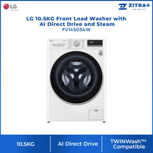 LG 10.5KG Front Load Washer with AI Direct Drive and Steam FV1450S4W | 6 Motion | Smart Diagnosis | Wifi | Tub Clean | Easy Care | Silent Wash | Smart Appliance | Loa Washer with 1 Year Warranty